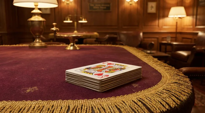 A completed canasta of seven cards squared up with a red card on top in Classic Canasta