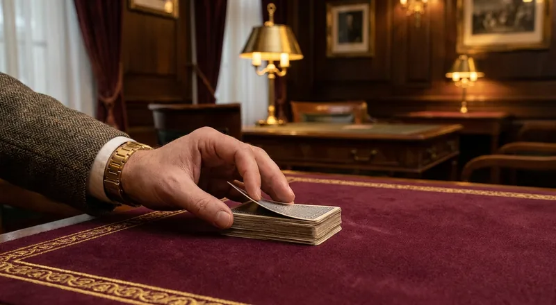 A player drawing the top card from the face-down stock in Two-Handed Canasta